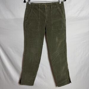 Sanctuary x Anthropologie Olive Corduroy Ankle Zip Pants Womens 28 Slim Straight